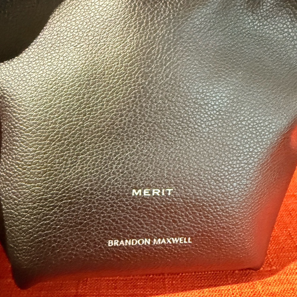 Merit X Brandon Maxwell Black Vegan Leather‎ Mini Bag Handbag Metal Knot - Picture 5 of 12